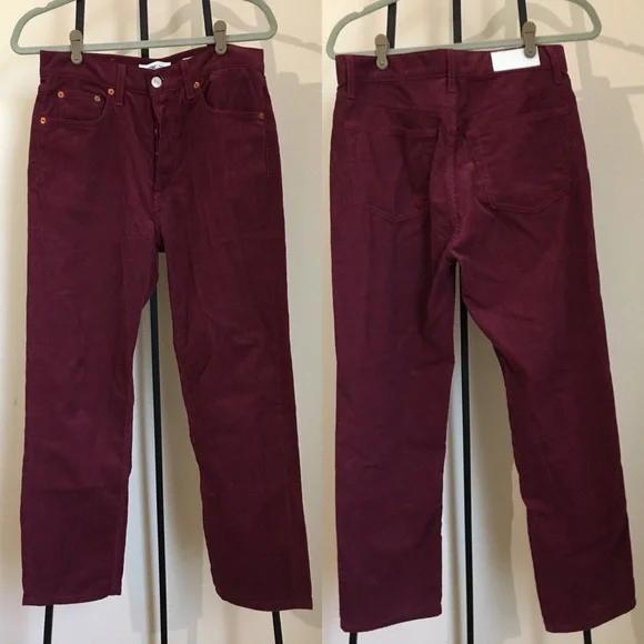 Re/Done Stove Pipe Corduroy Button Fly Pants - Picture 4 of 7